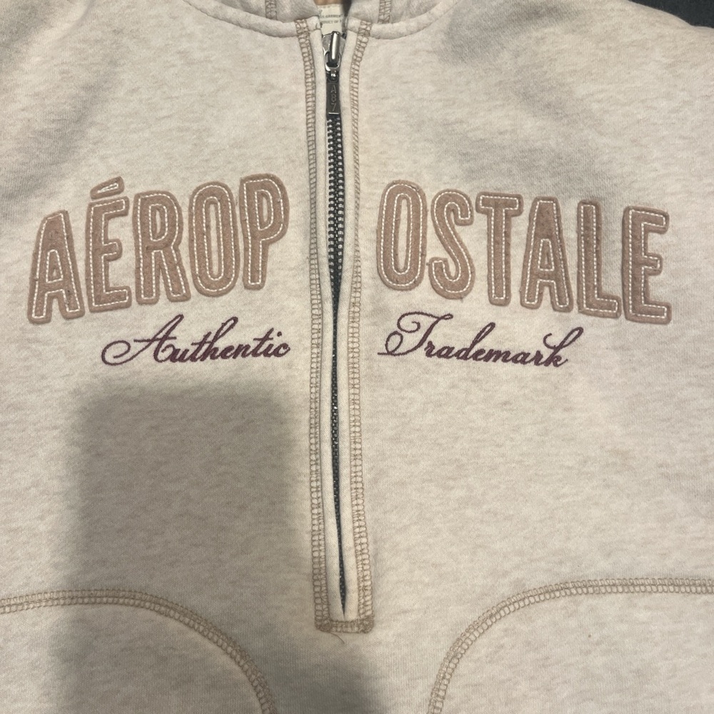 Aeropostale Cream Half-Zip Pullover